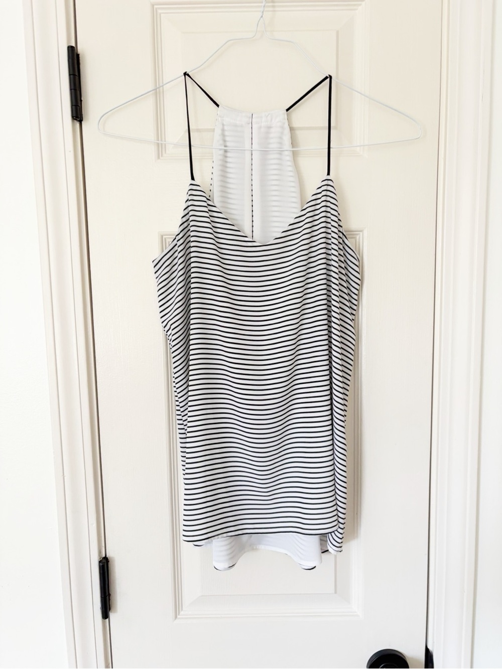 M • Express white with black stripes double layer camisole top